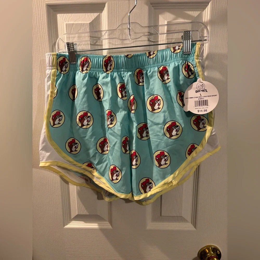 Women's Cartoon Print Athletic Shorts - Aqua - Picture 2 of 4